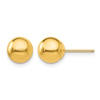 10K Yellow Gold Polished 7mm Ball Post Earrings view 1