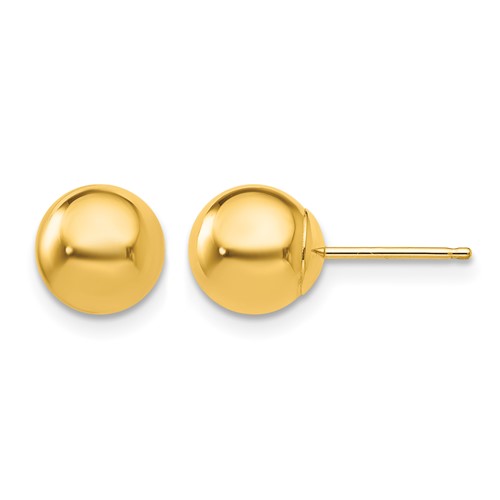 10K Polished 7mm Ball Post Earrings