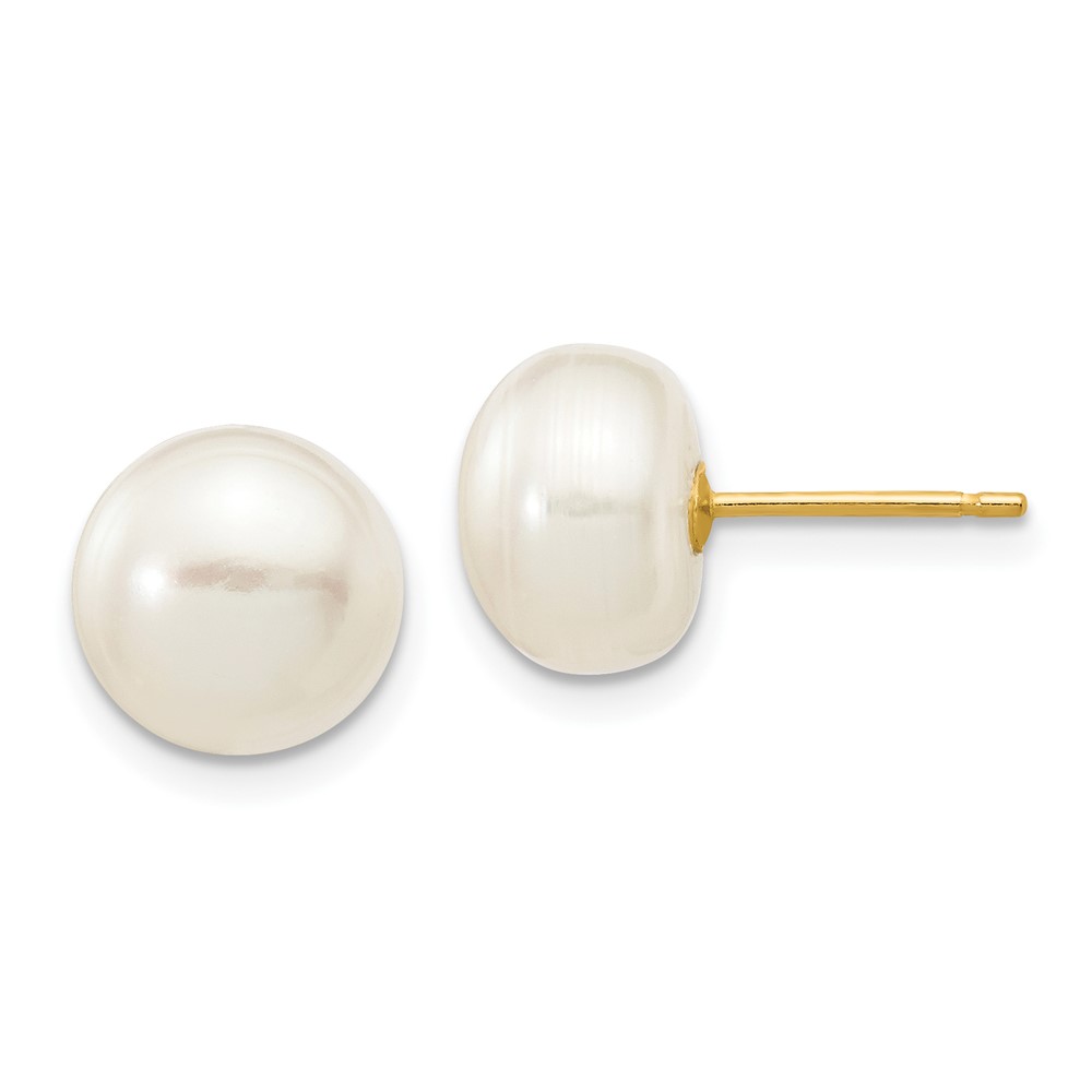 10k 8-9mm White Button Freshwater Cultured Pearl Stud Post Earrings (10X80BW)