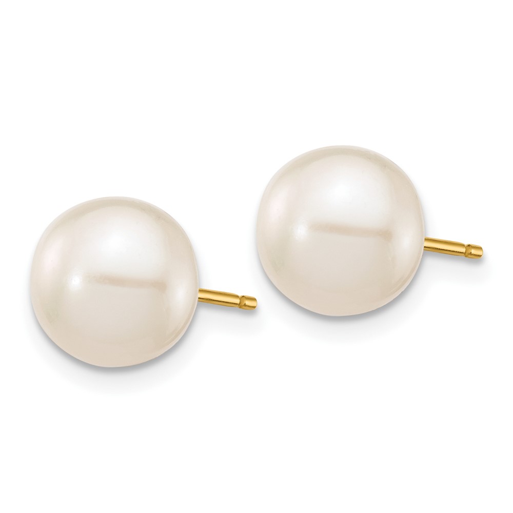 10k 8-9mm White Round Freshwater Cultured Pearl Stud Post Earrings (10X80PW)
