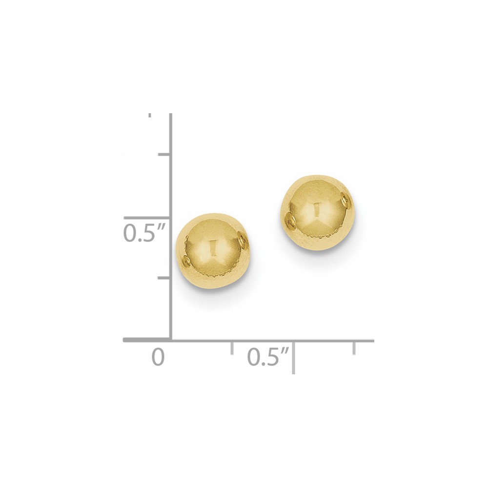 10k Polished 8mm Ball Post Earrings (10X8MMG)