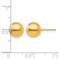 10K Yellow Gold Polished 8mm Ball Post Earrings view 4