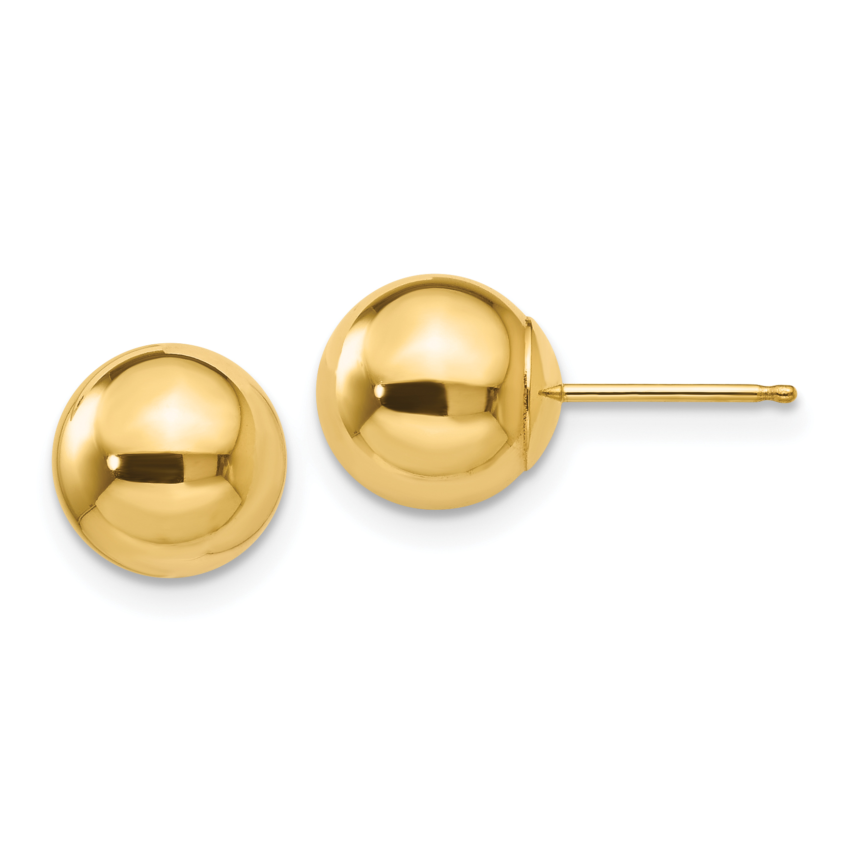 10k Polished 8mm Ball Post Earrings (10X8MMG)