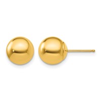 10K Yellow Gold Polished 8mm Ball Post Earrings view 1