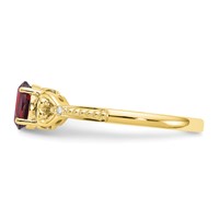 10K Yellow Gold 6x4mm Oval January Garnet and Diamond Ring - Size 7 view 4