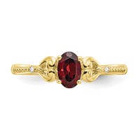 10K Yellow Gold 6x4mm Oval January Garnet and Diamond Ring - Size 7 view 5