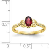 10K Yellow Gold 6x4mm Oval January Garnet and Diamond Ring - Size 7 view 3