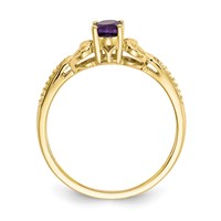 10K Yellow Gold 6x 4mm Oval February Amethyst and Diamond Ring view 2