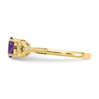 10K Yellow Gold 6x 4mm Oval February Amethyst and Diamond Ring view 4