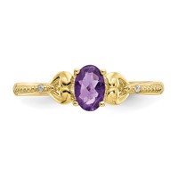 10K Yellow Gold 6x 4mm Oval February Amethyst and Diamond Ring view 5