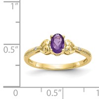 10K Yellow Gold 6x 4mm Oval February Amethyst and Diamond Ring view 3