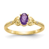10K Yellow Gold 6x 4mm Oval February Amethyst and Diamond Ring view 1