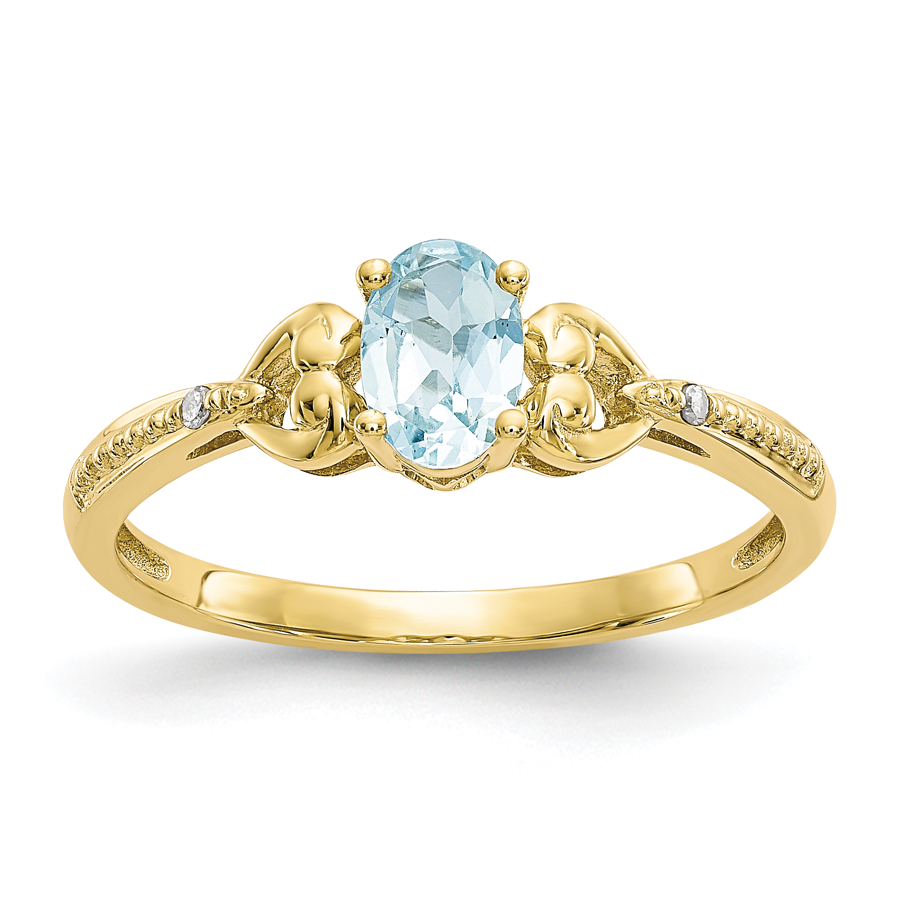 10K Aquamarine and Diamond Ring (10XB276)