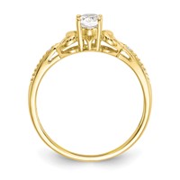 10K Yellow Gold 6x 4mm Oval April White Topaz and Diamond Ring view 2