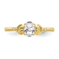 10K Yellow Gold 6x 4mm Oval April White Topaz and Diamond Ring view 5