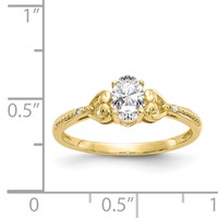 10K Yellow Gold 6x 4mm Oval April White Topaz and Diamond Ring view 3