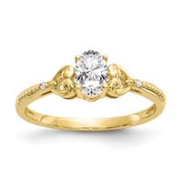 10K Yellow Gold 6x 4mm Oval April White Topaz and Diamond Ring view 1