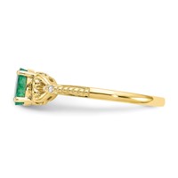 10K Yellow Gold 6x4mm Oval May Emerald and Diamond Ring - Size 7 view 4