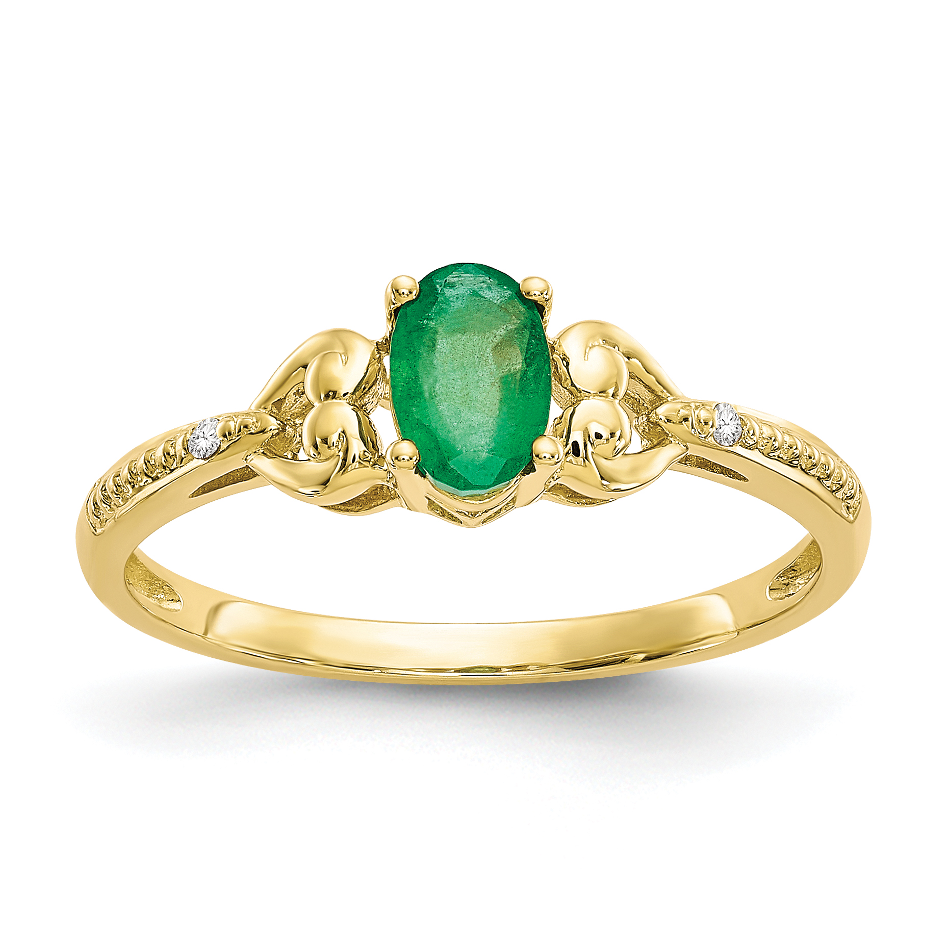 10K Emerald and Diamond Ring (10XB278)