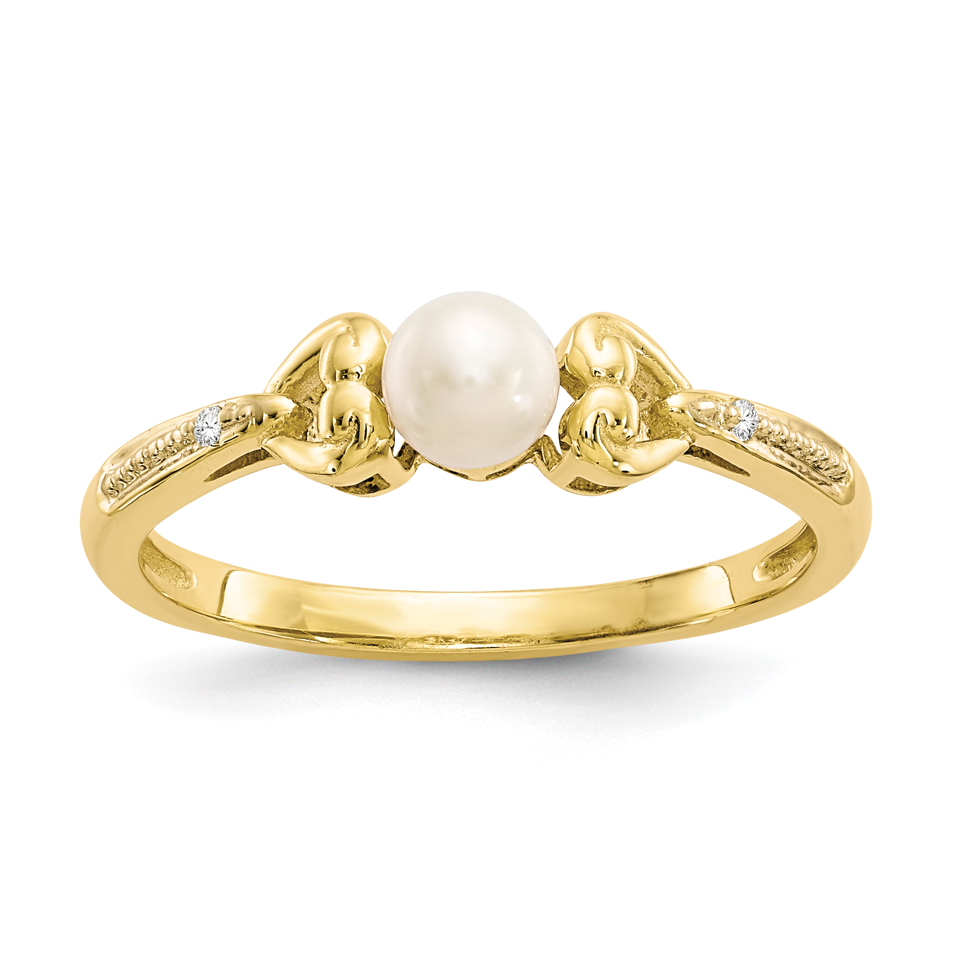 10K FW Cultured Pearl and Diamond Ring (10XB279)