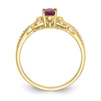 10K Yellow Gold 6x4mm Oval July Ruby and Diamond Ring - Size 7 view 2