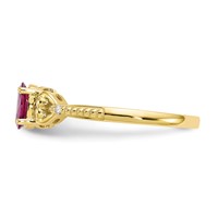 10K Yellow Gold 6x4mm Oval July Ruby and Diamond Ring - Size 7 view 4