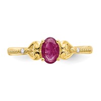 10K Yellow Gold 6x4mm Oval July Ruby and Diamond Ring - Size 7 view 5