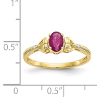 10K Yellow Gold 6x4mm Oval July Ruby and Diamond Ring - Size 7 view 3