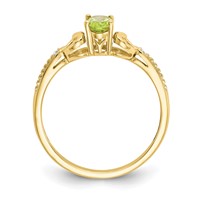 10K Yellow Gold 6x 4mm Oval August Peridot and Diamond Ring view 2