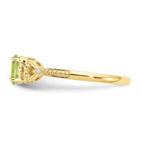 10K Yellow Gold 6x 4mm Oval August Peridot and Diamond Ring view 4