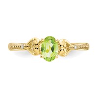 10K Yellow Gold 6x 4mm Oval August Peridot and Diamond Ring view 5