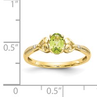 10K Yellow Gold 6x 4mm Oval August Peridot and Diamond Ring view 3