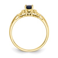 10K 6x4mm Oval September Sapphire and Diamond Size 7 Ring view 2