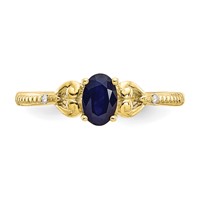 10K 6x4mm Oval September Sapphire and Diamond Size 7 Ring view 5