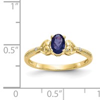 10K 6x4mm Oval September Sapphire and Diamond Size 7 Ring view 3