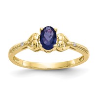 10K 6x4mm Oval September Sapphire and Diamond Size 7 Ring view 1