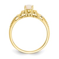 10K Yellow Gold 6x 4mm Oval October Opal and Diamond Ring view 2