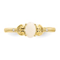 10K Yellow Gold 6x 4mm Oval October Opal and Diamond Ring view 5