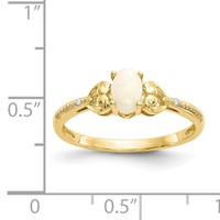 10K Yellow Gold 6x 4mm Oval October Opal and Diamond Ring view 3