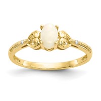 10K Yellow Gold 6x 4mm Oval October Opal and Diamond Ring view 1