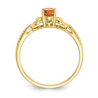 10K Yellow Gold 6x 4mm Oval November Citrine and Diamond Ring view 2