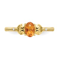 10K Yellow Gold 6x 4mm Oval November Citrine and Diamond Ring view 5