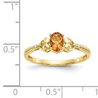 10K Yellow Gold 6x 4mm Oval November Citrine and Diamond Ring view 3