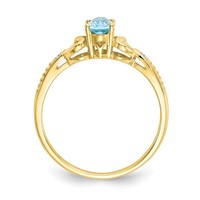 10K Yellow Gold 6x 4mm Oval December Light Swiss Blue Topaz and Diamond Ring view 2