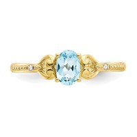 10K Yellow Gold 6x 4mm Oval December Light Swiss Blue Topaz and Diamond Ring view 5