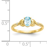 10K Yellow Gold 6x 4mm Oval December Light Swiss Blue Topaz and Diamond Ring view 3