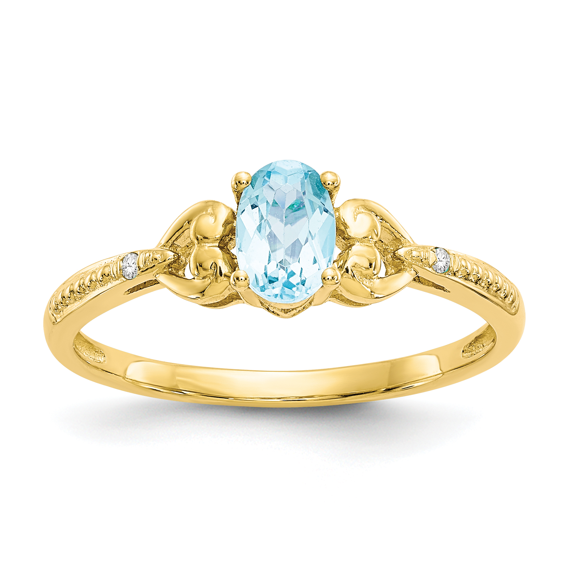 10K Light Swiss Blue Topaz and Diamond Ring (10XB285)