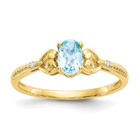 10K Yellow Gold 6x 4mm Oval December Light Swiss Blue Topaz and Diamond Ring view 1