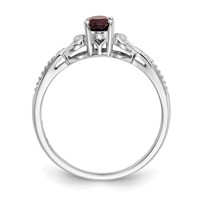 10K White Gold 6x 4mm Oval January Garnet and Diamond Ring view 2