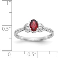 10K White Gold 6x 4mm Oval January Garnet and Diamond Ring view 3